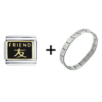 Pugster Gift Center - friend in chinese black combination italian charm bracelet Image.