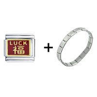 Pugster Gift Center - luck on red combination italian charm bracelet Image.