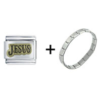 Pugster Gift Center - jesus on gold combination italian charm bracelet Image.