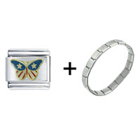 Pugster Gift Center - usa butterfly combination italian charm bracelet Image.