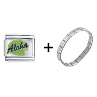 Pugster Gift Center - aloha leaf combination italian charm bracelet Image.