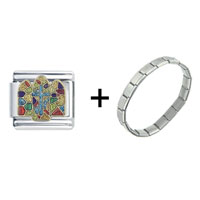 Pugster Gift Center - stained glass window cross combination italian charm bracelet Image.