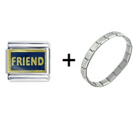 Pugster Gift Center - navy blue friend combination italian charm bracelet Image.