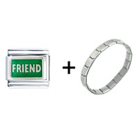Pugster Gift Center - green friend combination italian charm bracelet Image.