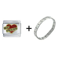 Pugster Gift Center - best friend heart of love combination italian charm bracelet Image.