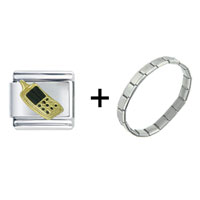 Pugster Gift Center - cell phone black combination italian charm bracelet Image.