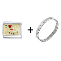 Pugster Gift Center - i heart white piano combination italian charm bracelet Image.