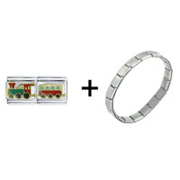 Pugster Gift Center - train double link combination italian charm bracelet Image.