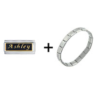 Pugster Gift Center - ashley name combination italian charm bracelet Image.