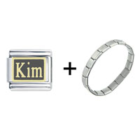 Pugster Gift Center - gold tone name kim combination italian charm bracelet Image.