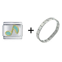 Pugster Gift Center - music note aqua combination italian charm bracelet Image.