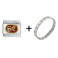 Pugster Gift Center - leo red combination italian charm bracelet Image.