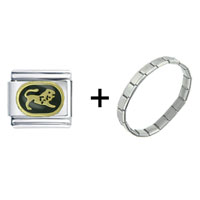Pugster Gift Center - leo black combination italian charm bracelet Image.
