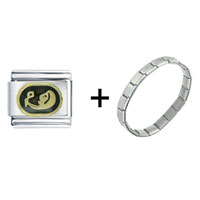 Pugster Gift Center - virgo black combination italian charm bracelet Image.