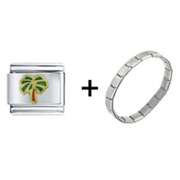 Pugster Gift Center - palm tree golden combination italian charm bracelet Image.