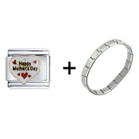 Pugster Gift Center - happy mother's day heart combination italian charm bracelet Image.