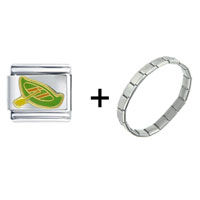 Pugster Gift Center - canoe with green color combination italian charm bracelet Image.