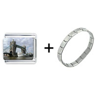Pugster Gift Center - tower bridge combination italian charm bracelet Image.