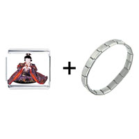 Pugster Gift Center - japanese woman geisha doll combination italian charm bracelet Image.