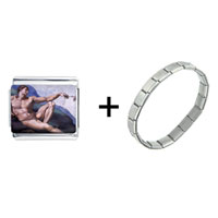 Pugster Gift Center - michelangelo's art creation of adam combination italian charm bracelet Image.