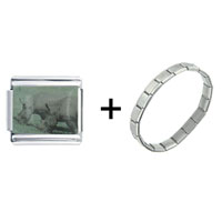 Pugster Gift Center - rhinos on green field combination italian charm bracelet Image.