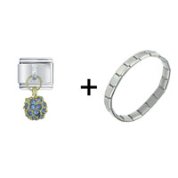 Pugster Gift Center - september sapphire color ball combination italian charm bracelet Image.
