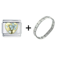 Pugster Gift Center - march aquamarine color heart combination italian charm bracelet Image.