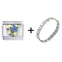 Pugster Gift Center - september sapphire color heart combination italian charm bracelet Image.