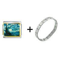 Pugster Gift Center - starry night combination italian charm bracelet Image.