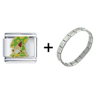 Pugster Gift Center - green mushroom gnome combination italian charm bracelet Image.