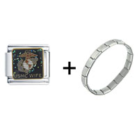 Pugster Gift Center - usmc wife combination italian charm bracelet Image.