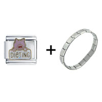 Pugster Gift Center - dieting pig combination italian charm bracelet Image.