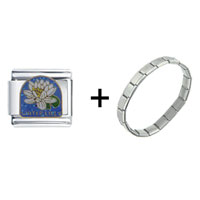 Pugster Gift Center - water lily flower combination italian charm bracelet Image.