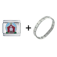 Pugster Gift Center - little red schoolhouse combination italian charm bracelet Image.