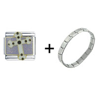 Pugster Gift Center - black and white cross combination italian charm bracelet Image.