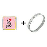 Pugster Gift Center - i heart my girls photo charms combination italian bracelet Image.