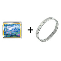 Pugster Gift Center - monet's nympheas water lilies combination italian charm bracelet Image.