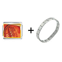 Pugster Gift Center - french horn combination italian charm bracelet Image.