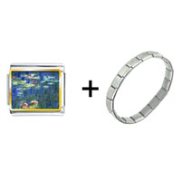 Pugster Gift Center - monet water lilies combination italian charm bracelet Image.