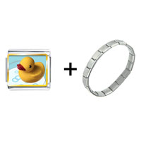 Pugster Gift Center - swimming rubber ducky combination italian charm bracelet Image.