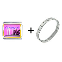Pugster Gift Center - pink sweet sixteen combination italian charm bracelet Image.