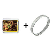 Pugster Gift Center - thanksgiving horn of plenty combination italian charm bracelet Image.