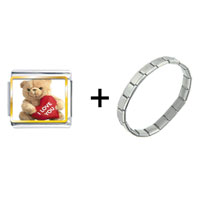 Pugster Gift Center - i love you bear combination italian charm bracelet Image.