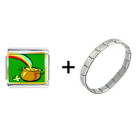 Pugster Gift Center - pot of gold combination italian charm bracelet Image.