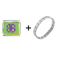 Pugster Gift Center - luck on a purple clover combination italian charm bracelet Image.