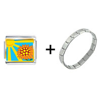 Pugster Gift Center - sunflower in sunlight combination italian charm bracelet Image.