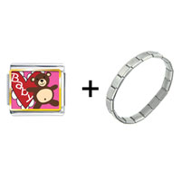 Pugster Gift Center - baby heart bear combination italian charm bracelet Image.