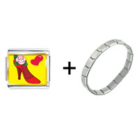 Pugster Gift Center - shoe with flower and heart combination italian charm bracelet Image.