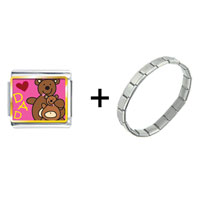 Pugster Gift Center - teddy bear dad combination italian charm bracelet Image.