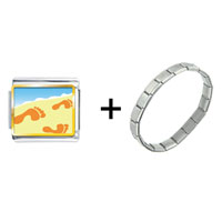Pugster Gift Center - footprints in the sand combination italian charm bracelet Image.